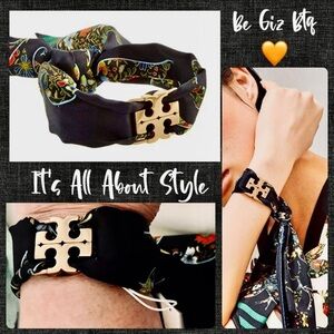 NWT Tory Burch Authentic Kira Scarf Wrap Bracelet Color Brass / Sacred Floral